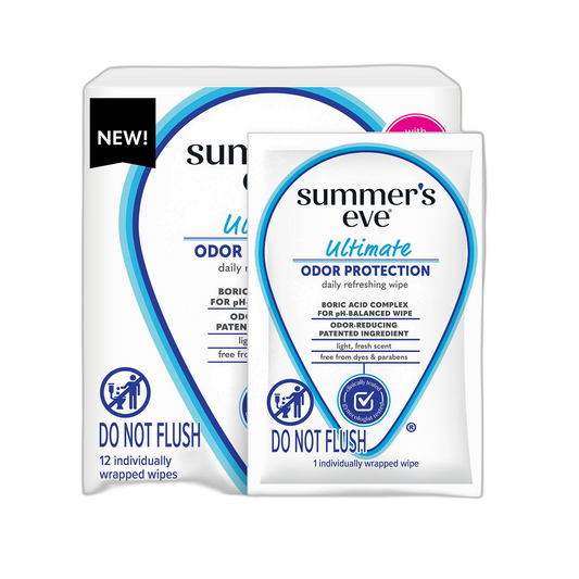 Summer's Eve, Ultimate Odor Control, Daily Feminine Wipes with Boric Acid, Removes Odor, On-the-go Body Wipes with pH Balance, 12 ct