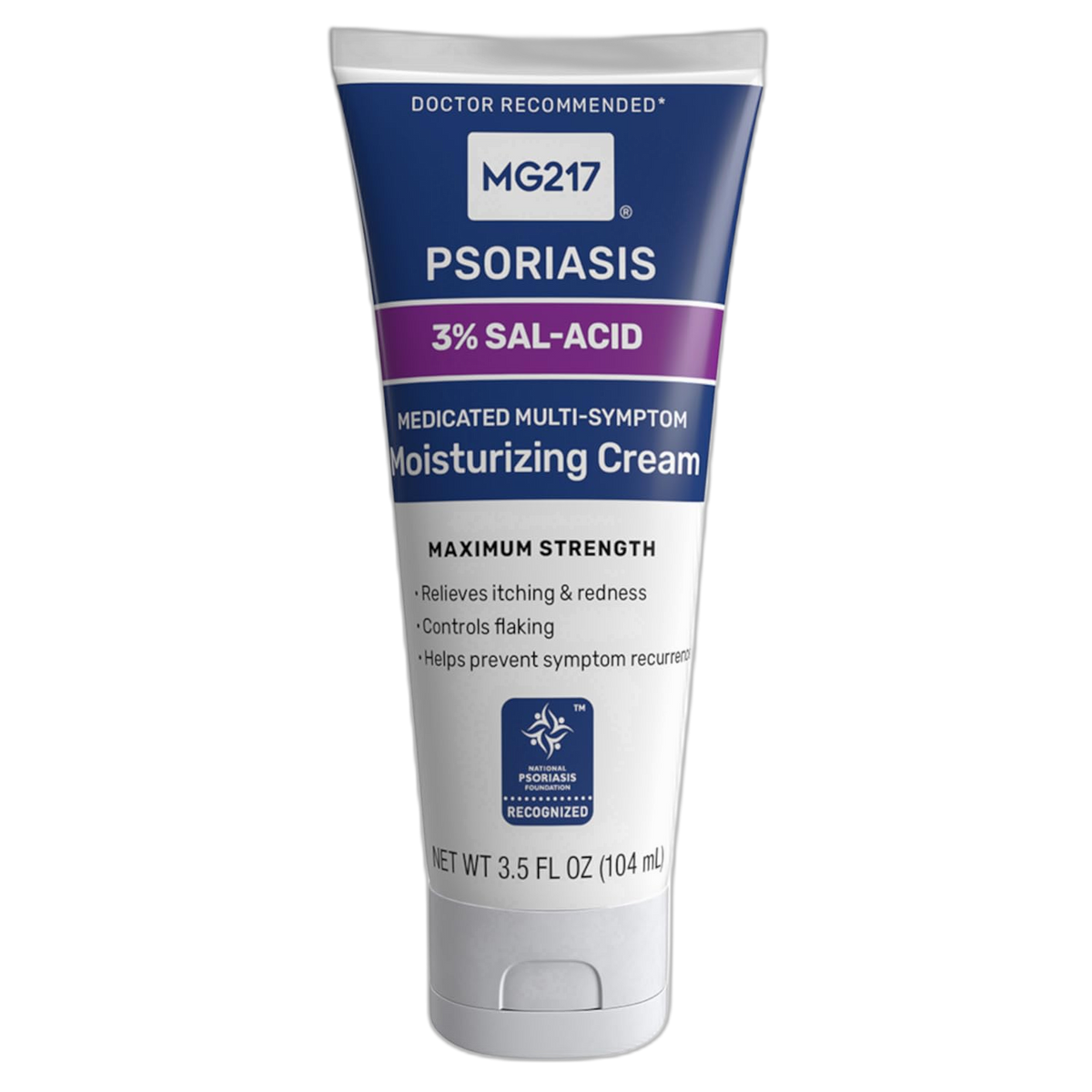MG217 Medicated Moisturizing Psoriasis Cream with 3% Salicylic Acid, Multi-Symptom, Fragrance Free, 3.5 Fl Oz
