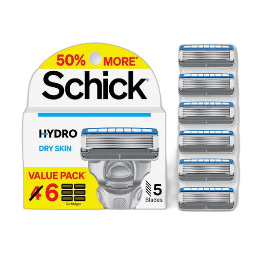 Schick Hydro Dry Skin Razor Refills, 6ct | 5 Blade Men's Razor Blades