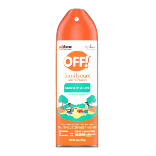 OFF! Familycare Smooth & Dry Insect Repellent Aerosol, Powder Dry Formula, Bug Spray with Long Lasting Protection from Mosquitoes 6 Ounce
