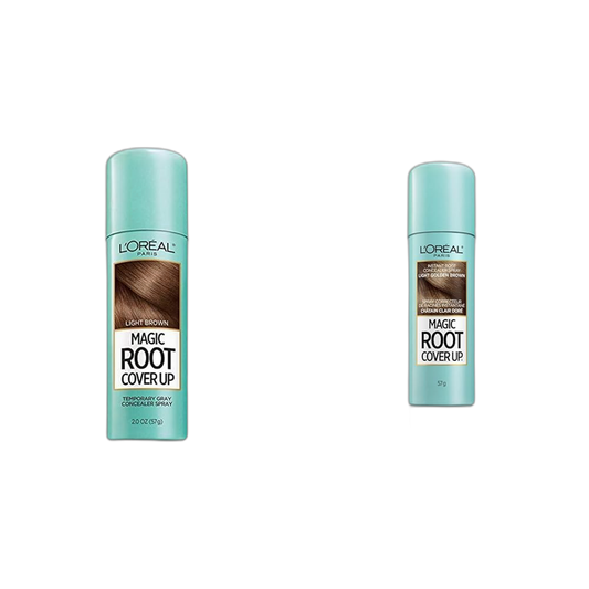 L'Oreal Paris Magic Root Cover Up Gray Concealer Spray Light Brown and Light Golden Brown 2 oz. Bundle(Packaging May Vary)