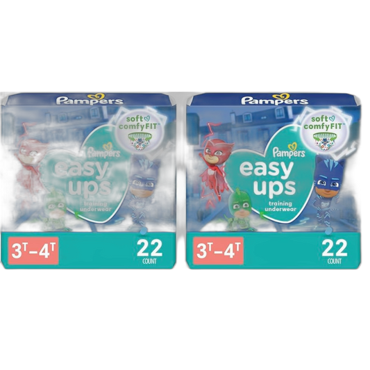Pampers Easy Ups Boys & Girls Potty Training Pants - Size 3T-4T, 22 Count, Training Underwear (Packaging May Vary) (Pack of 2)