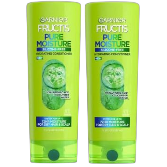 Garnier Fructis Pure Moisture Hydrating Conditioner Hyaluronic Acid + Cucumber Water, 11.3 FL.OZ (334 ml) - Pack of 2