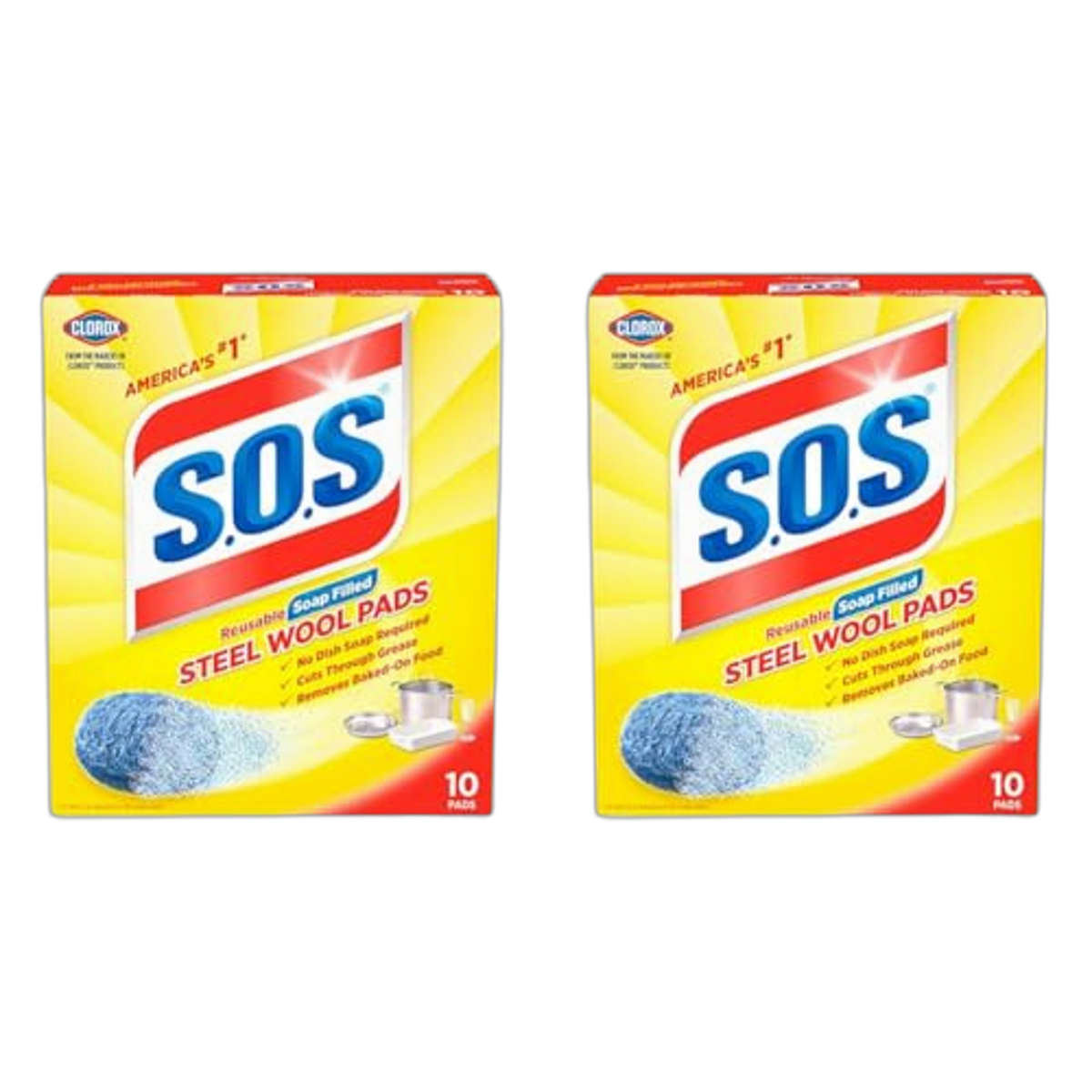 S.O.S-10002, Steel Wool Soap Pads, 10 Ct