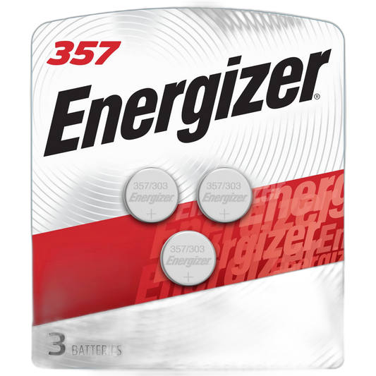 Energizer 357/303 Batteries (3 Pack), 1.5V Silver Oxide Button Cell Batteries