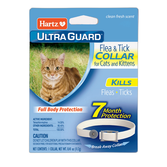 Hartz UltraGuard Flea & Tick Collar for Cats and Kittens, 7 Month Flea and Tick Protection and Prevention, White