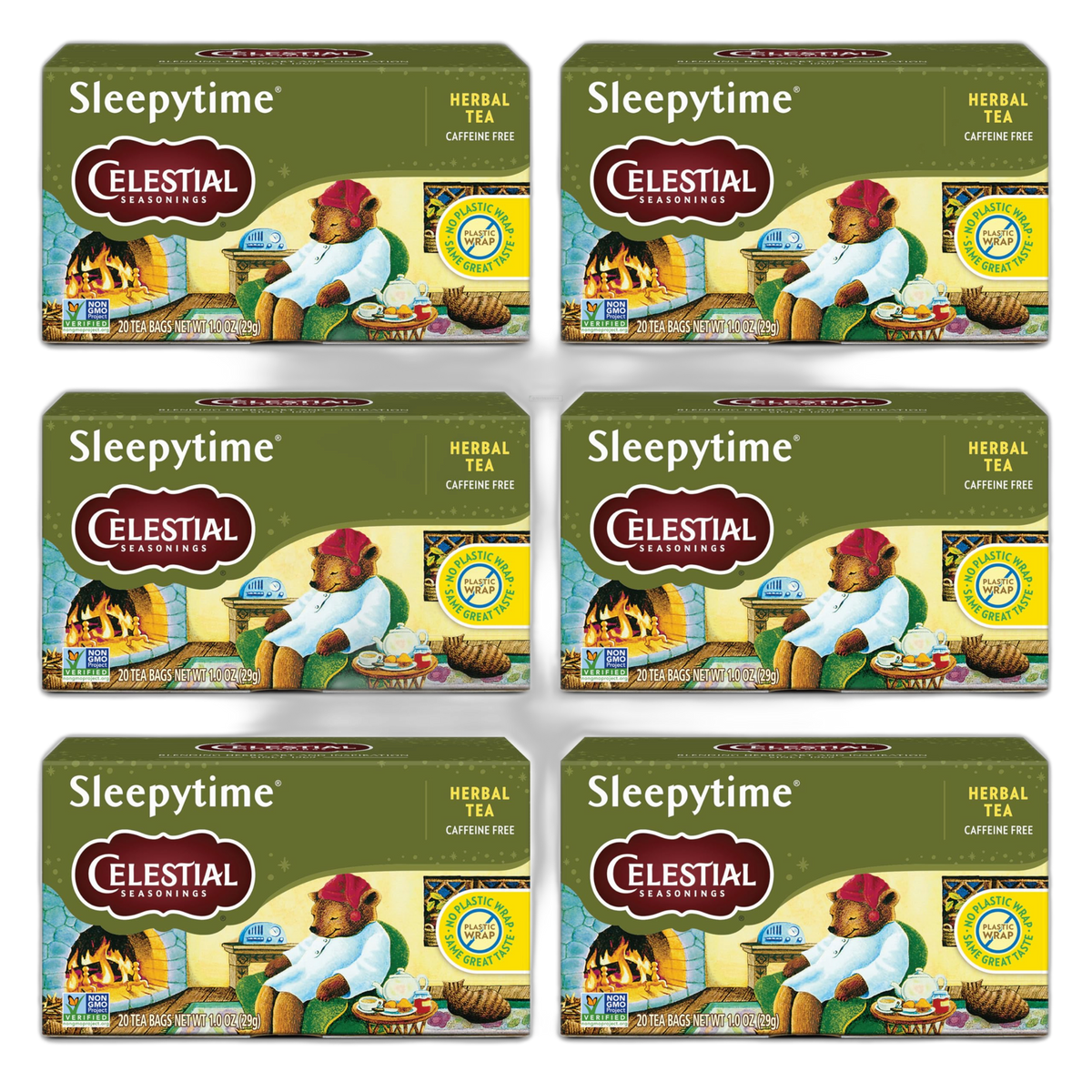 Celestial Seasonings Sleepytime Herbal Tea, Caffeine Free, 20 Tea Bags Box (Pack of 6)