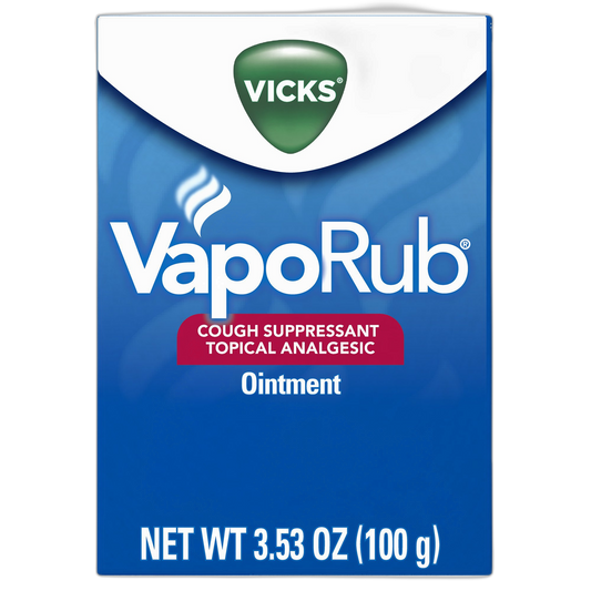 Vicks VapoRub Cough Suppressant Chest and Throat Topical Analgesic Ointment, Eucalyptus and Menthol Vapor, 3.53 Ounce