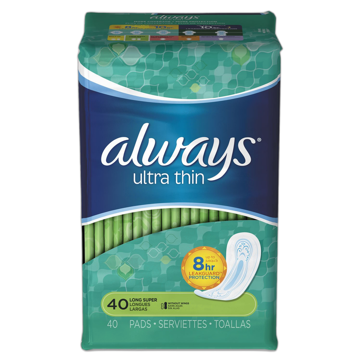 Always Thin Ultra Maxi Quilt Long Super Pads - 40 Pads/Pack