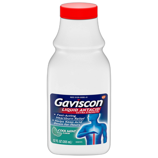 Gaviscon Extra Strength Cool Mint Liquid Antacid For Fast-Acting Heartburn Relief, 12 Ounces