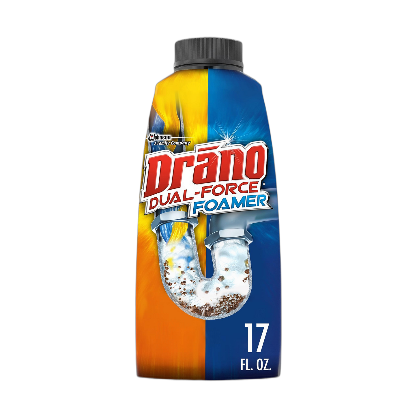 Drano Dual-Force Foamer Drain Clog Remover and Cleaner for Shower or Sink Drains, Unclogs and Removes Sources of Odor, 17 Fl Oz