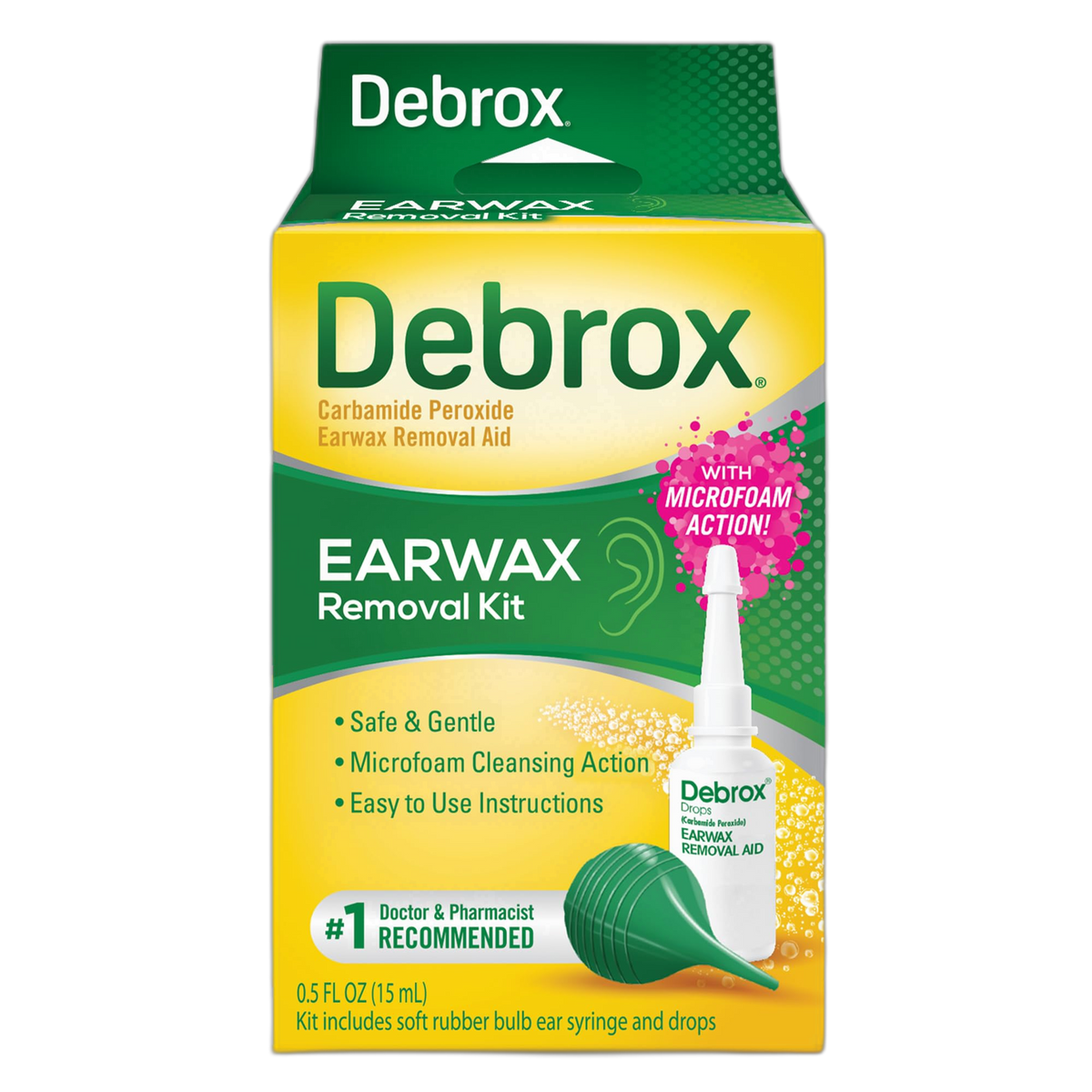 Debrox Ear Wax Removal Kit - Includes Bulb Syringe and 0.5 Fl Oz Removal Drops for Cleaning Ears