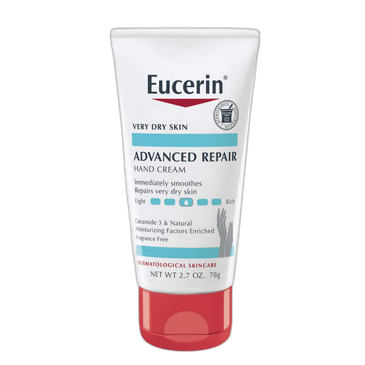 Eucerin Advanced Repair Hand Cream, Travel Size Hand Cream for Dry Hands, Unscented Hand Moisturizer Enriched with Ceramides, 2.7 Oz Tube