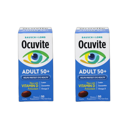Bausch & Lomb Ocuvite Eye Vitamin & Mineral Supplement for Adults 50+, 50-Count Soft Gels (Pack of 2)