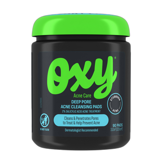 Oxy Deep Pore Acne Facial Cleansing Pads, Maximum Strength 2% Salicylic Acid Stubborn Acne Treatment, Fights Breakouts, Exfoliates, Unclogs Pores, Treats Blackheads, Dermatologist Recommended, 90 Pads