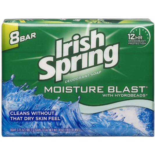 Irish Spring Moisture Blast Bar Soap, 3.75oz 8 Count