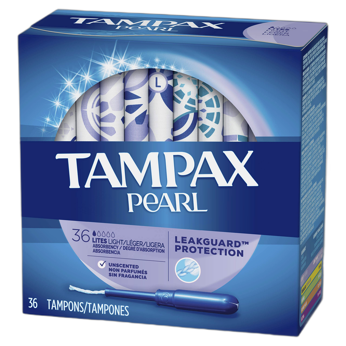 Tampax Pearl Plastic Tampons, Light Absorbency, Unscented, 36 Count (Pack of 2) (72 Total Count) (Packaging May Vary)