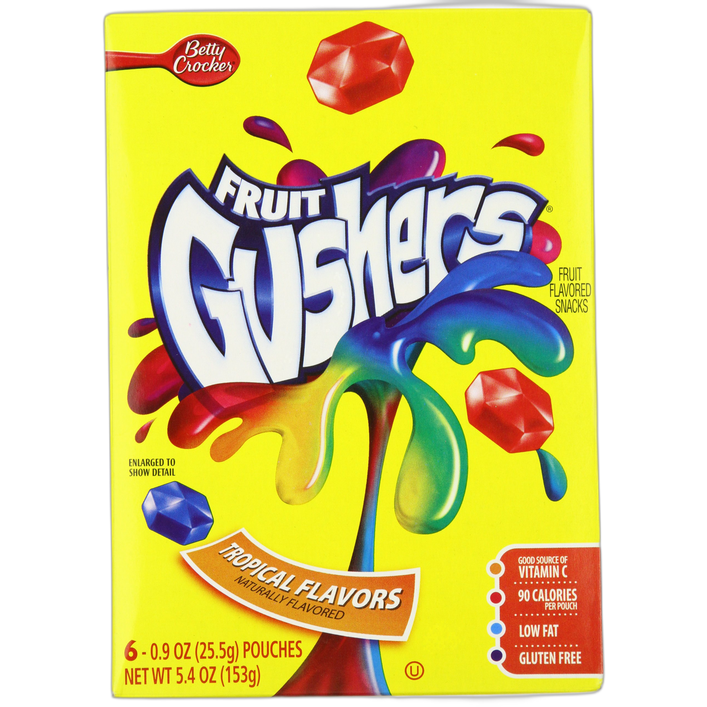 Betty Crocker Fruit Gushers Fruit Flavored Snacks, Tropical Flavors, 6-Count Pouches (Pack of 6)