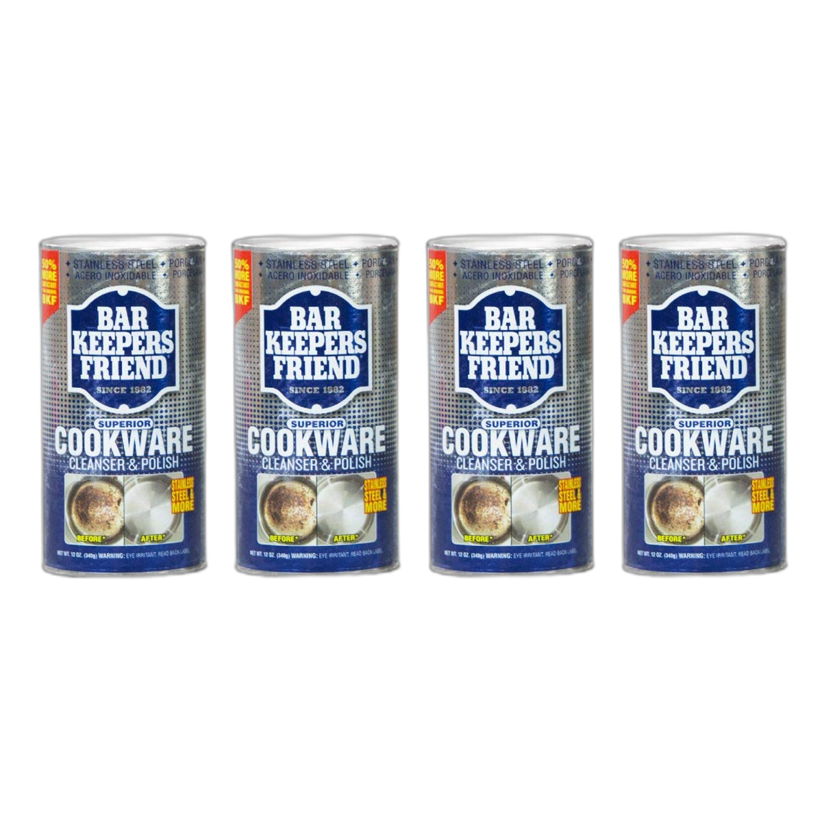 BAR KEEPERS FRIEND Cookware Cleanser, 12-Ounce (Pack of 4)']