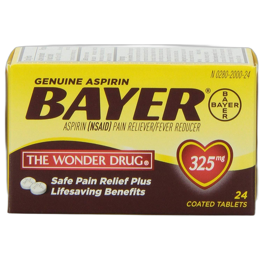 Genuine Bayer Aspirin 325mg Tablets, 24-Count (Pack of 2)