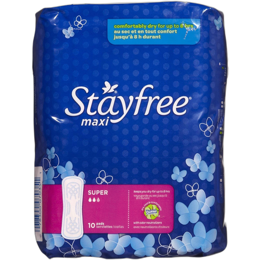 Stayfree Maxi Pads, Super - 10 ct