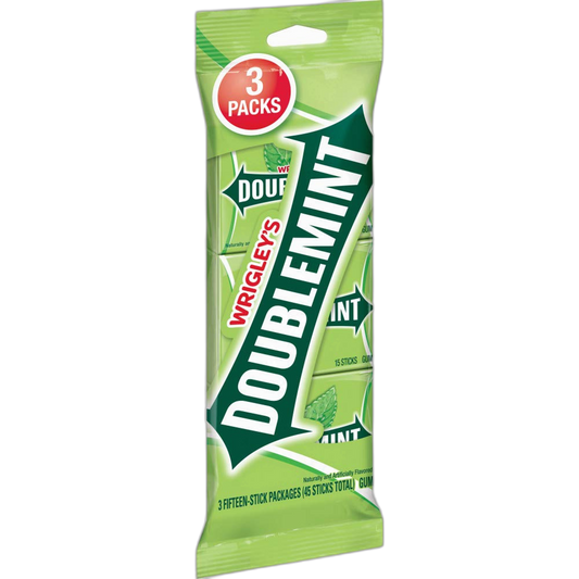 WRIGLEY'S Doublemint Chewing Gum Bulk Pack, 15 Stick Count (Pack of 3) - Gum Packs