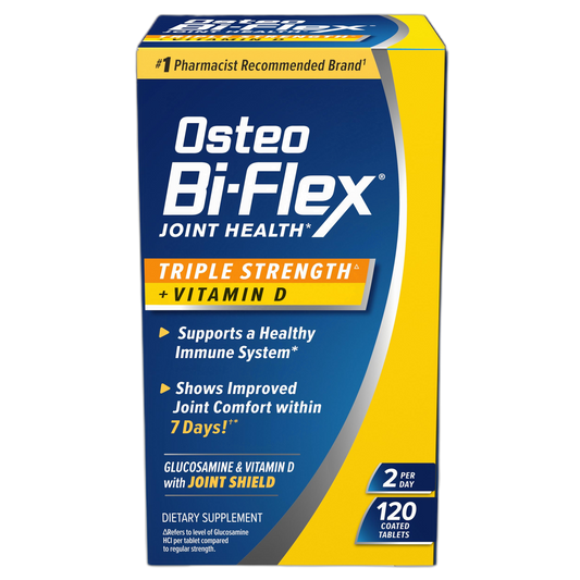 Osteo Bi-Flex Triple Strength with Vitamin D Glucosamine Chondroitin Joint Health Supplement, Coated Tablets, Red, 120 Count