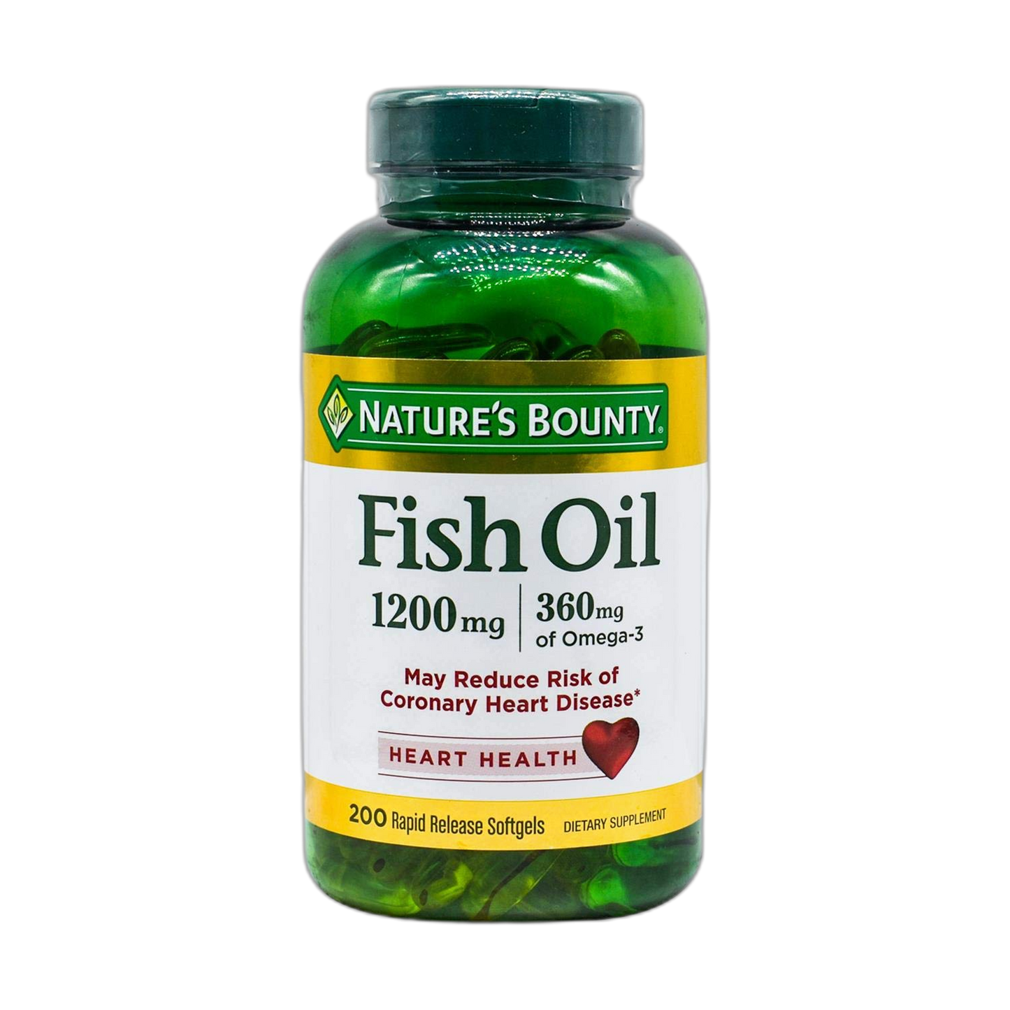 Nature's Bounty Fish Oil, Supports Heart Health, 1200 Mg, Rapid Release Softgels, 200 Ct