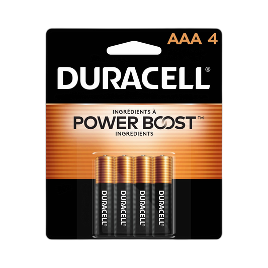 Duracell Coppertop AAA Batteries with Power Boost Ingredients, 4 Count Pack Triple A Battery with Long-lasting Power, Alkaline AAA Battery for Household and Office Devices
