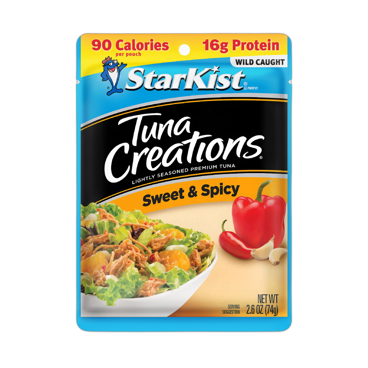 StarKist Tuna Creations Sweet and Spicy, 2.6 oz Pouch (1 Pack) Ready to Eat Wild Caught Tuna, 16g Protein, 90 Calories Per Serving, Gluten Free, Soy Free, Kosher, Perfect for Salads, Meals and Snacks