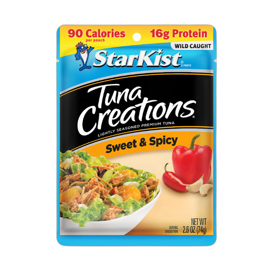 StarKist Tuna Creations Sweet and Spicy, 2.6 oz Pouch (1 Pack) Ready to Eat Wild Caught Tuna, 16g Protein, 90 Calories Per Serving, Gluten Free, Soy Free, Kosher, Perfect for Salads, Meals and Snacks