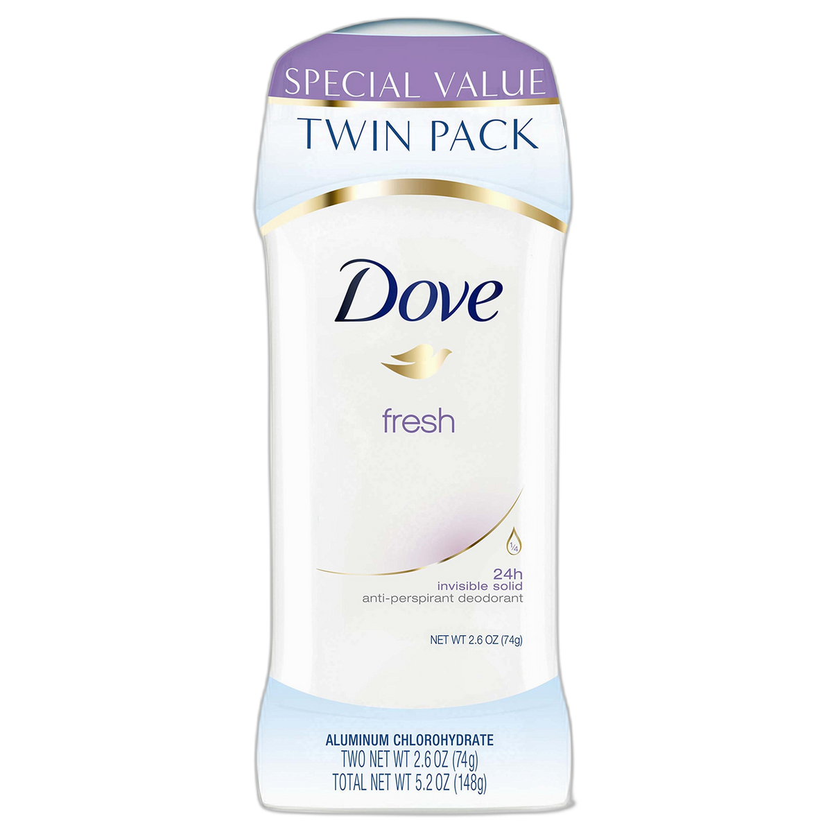 Dove Deodorant, Fresh, 2.6 oz, Twin Pack
