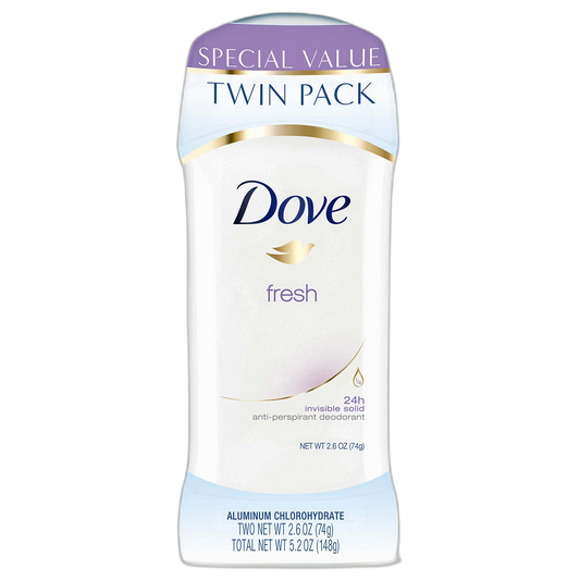 Dove Deodorant, Fresh, 2.6 oz, Twin Pack