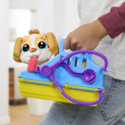 Play-Doh Care 'n Carry Vet Playset for Kids 3 Years and Up with Toy Dog, Storage, 10 Tools, and 5 Modeling Compound Colors, Non-Toxic