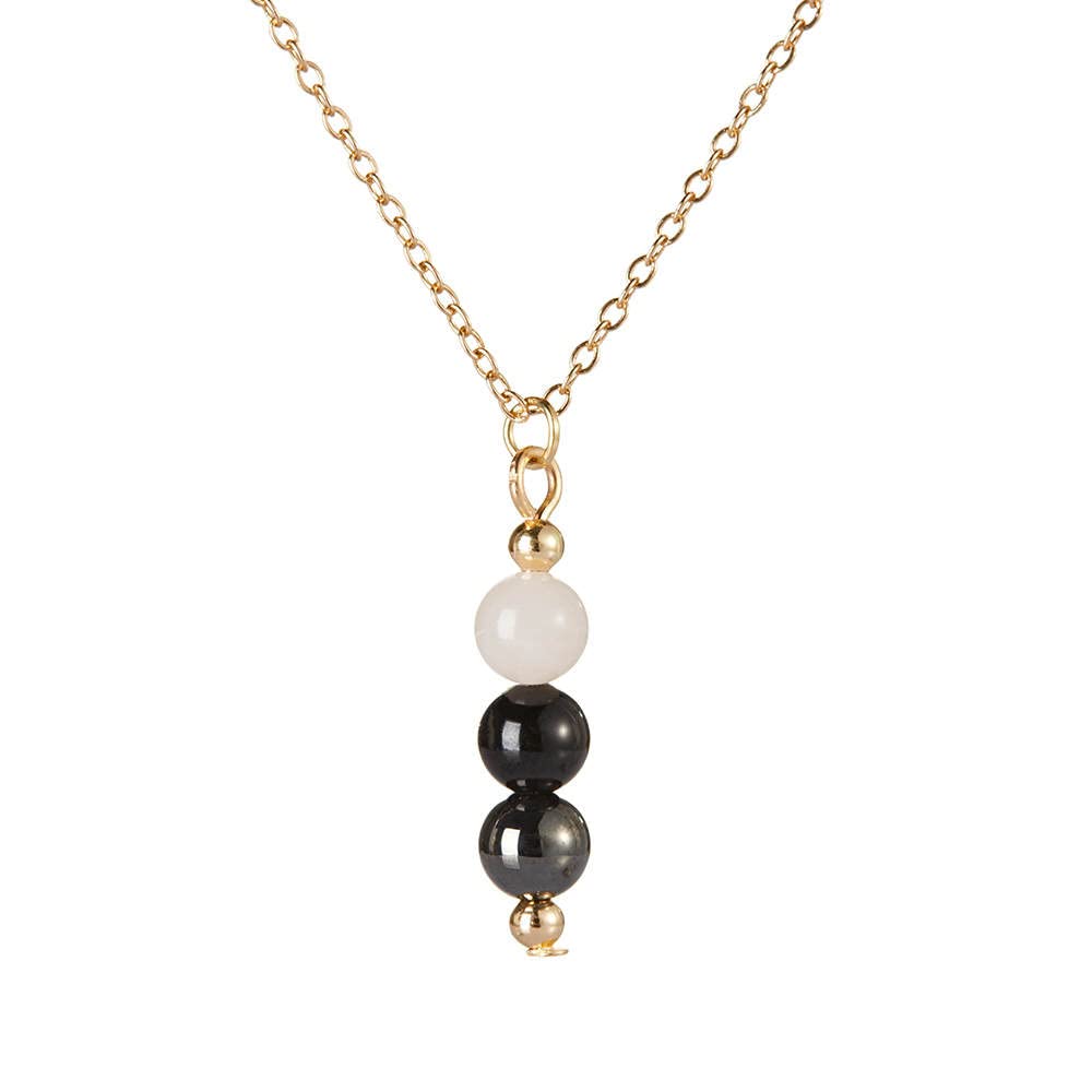 ULANI JOY EMPATH PROTECTION NECKLACE PENDENT FOR ENERGY PROTECTION AND BALANCE,NATURAL 6MM GEMSTONES ROSE QUARTZ, BLACK TOURMALINE AND HEMATITE LENGTH 16 INCH PLUS EXTENDER, tourmaline, hematite