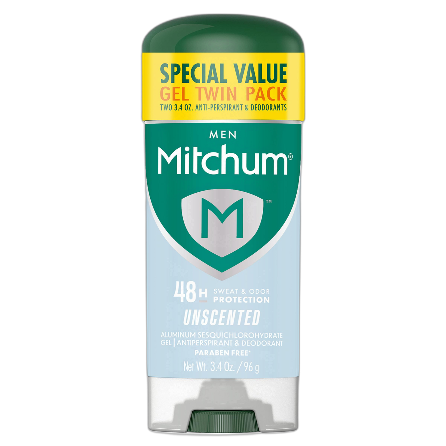 Mitchum Men's Deodorant, Antiperspirant, Triple Odor Defense Gel Stick, 48 Hr Protection, Dermatologist Tested, Alcohol Free, Unscented, 3.4 Oz (Pack of 2)