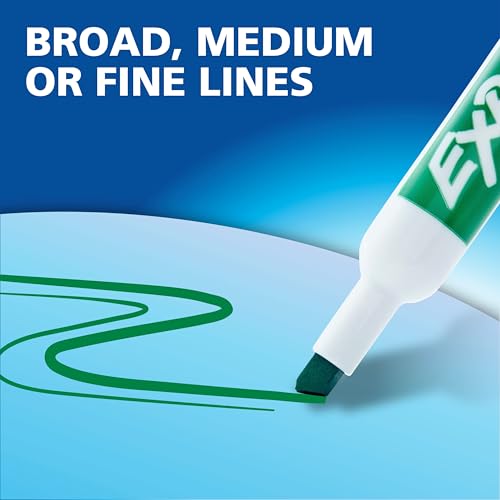EXPO Dry Erase Markers, Low Odor Ink, Green, Chisel Tip, 12 Count