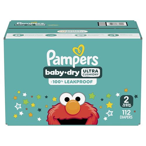 Pampers Diapers - Baby Dry - Size 2, 112 Count, Absorbent Disposable Infant Diaper (Packaging May Vary)