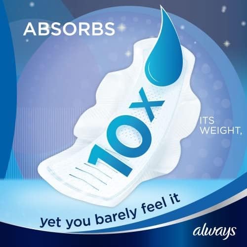 Always Infinity Night (Size 3) Sanitary Pads with Wings, 10 per Pack (Pack of 4)