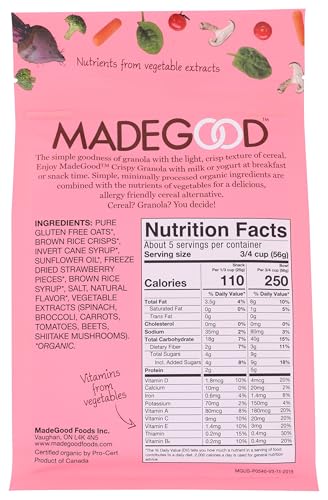 Made Good Crispy Light Granola, Strawberry, 10 Ounce