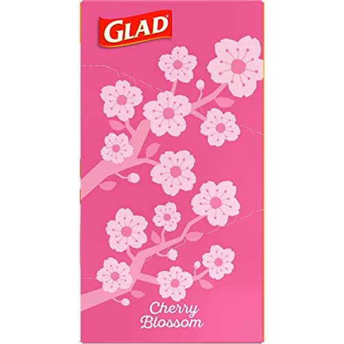 Glad Small Trash Bags 4 Gallon, Febreze Cherry Blossom Garbage Bags, Odor Resistant with Drawstring, 80 Count