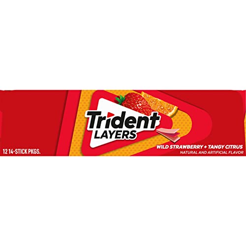 Trident Layers Strawberry & Citrus Sugar Free Gum, 12 Packs of 14 Pieces
