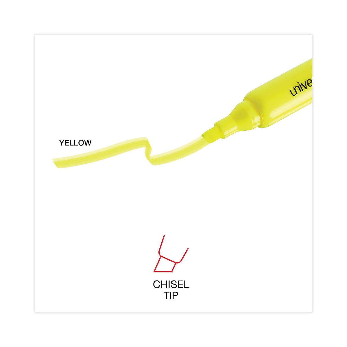 Universal UNV08866 Chisel Tip Desk Highlighter Value Pack - Fluorescent Yellow Ink, Yellow Barrel (36/Pack)