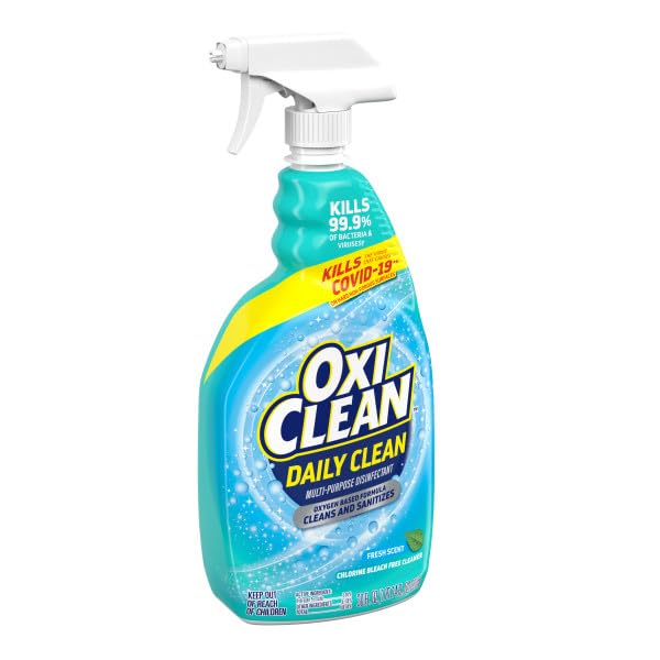 OxiClean Daily Cleaner Multi-Purpose Disinfectant Spray, Oxygen-Based Formula, Cleans and Sanitizes, Fresh Scent, Chlorine & Bleach Free, 30 fl oz (Pack of 4)