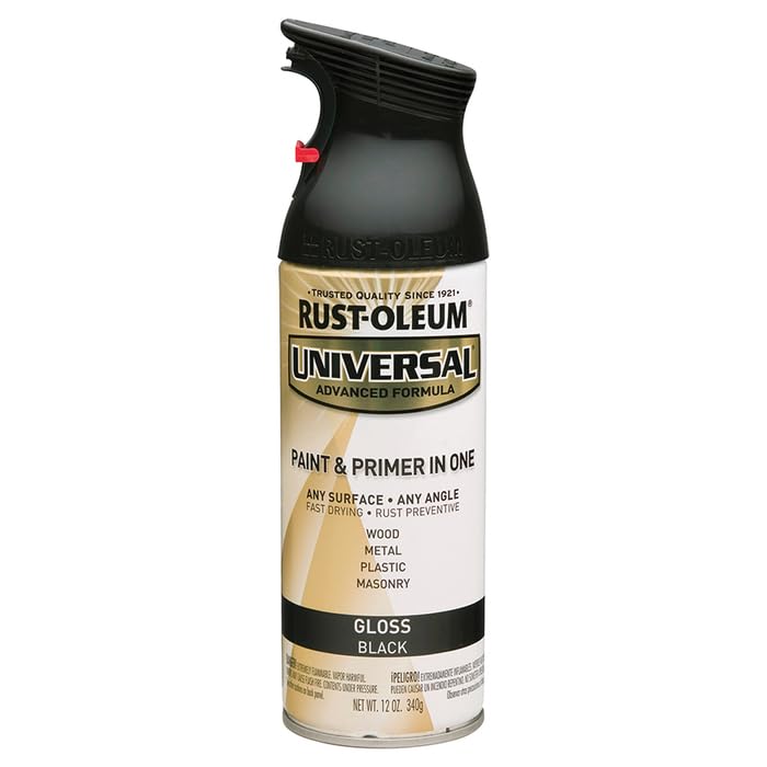 Rust-Oleum 245196-6PK Universal All Surface Spray Paint, 12 oz, Gloss Black, 6 Pack