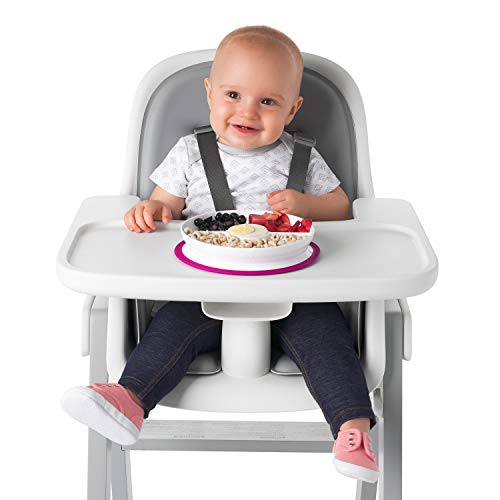 OXO Tot Stick & Stay Suction Divided Plate - Pink