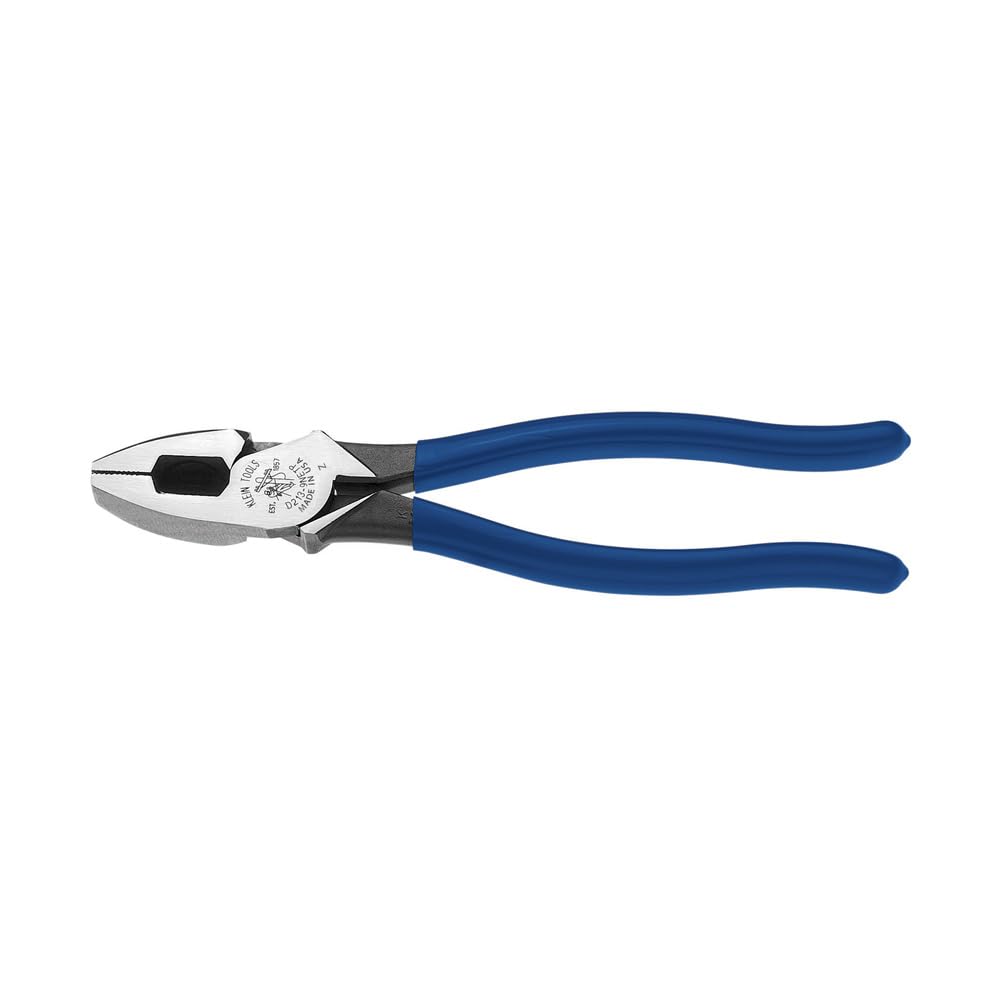 Klein Tools D213-9NETP Lineman's Fish Tape Pulling Pliers, Made in USA, High Leverage Design with Handle Tempering for comfort when Cutting, 9-Inch