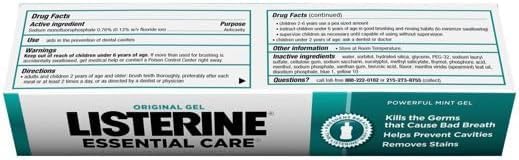 Listerine Essential Care Powerful Mint Toothpaste Gel, 4.2 oz