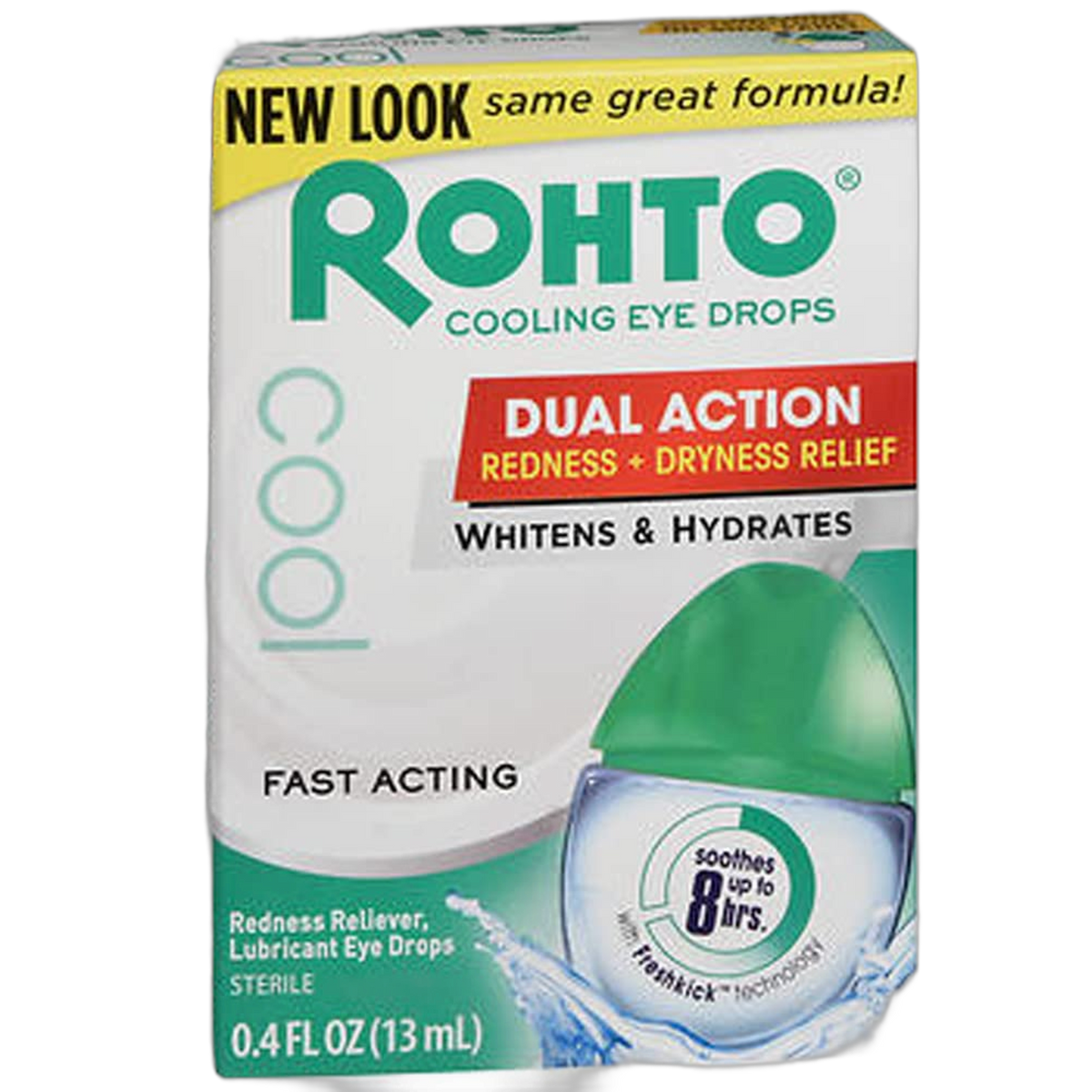 Rohto Fast Acting Redness Reliever Cooling Eye Drops, 0.4 Oz (2 Pack)…