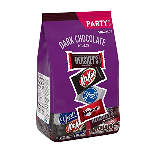 Hershey Assorted Dark Chocolate Flavored Snack Size, Candy Party Pack, 32.89 oz